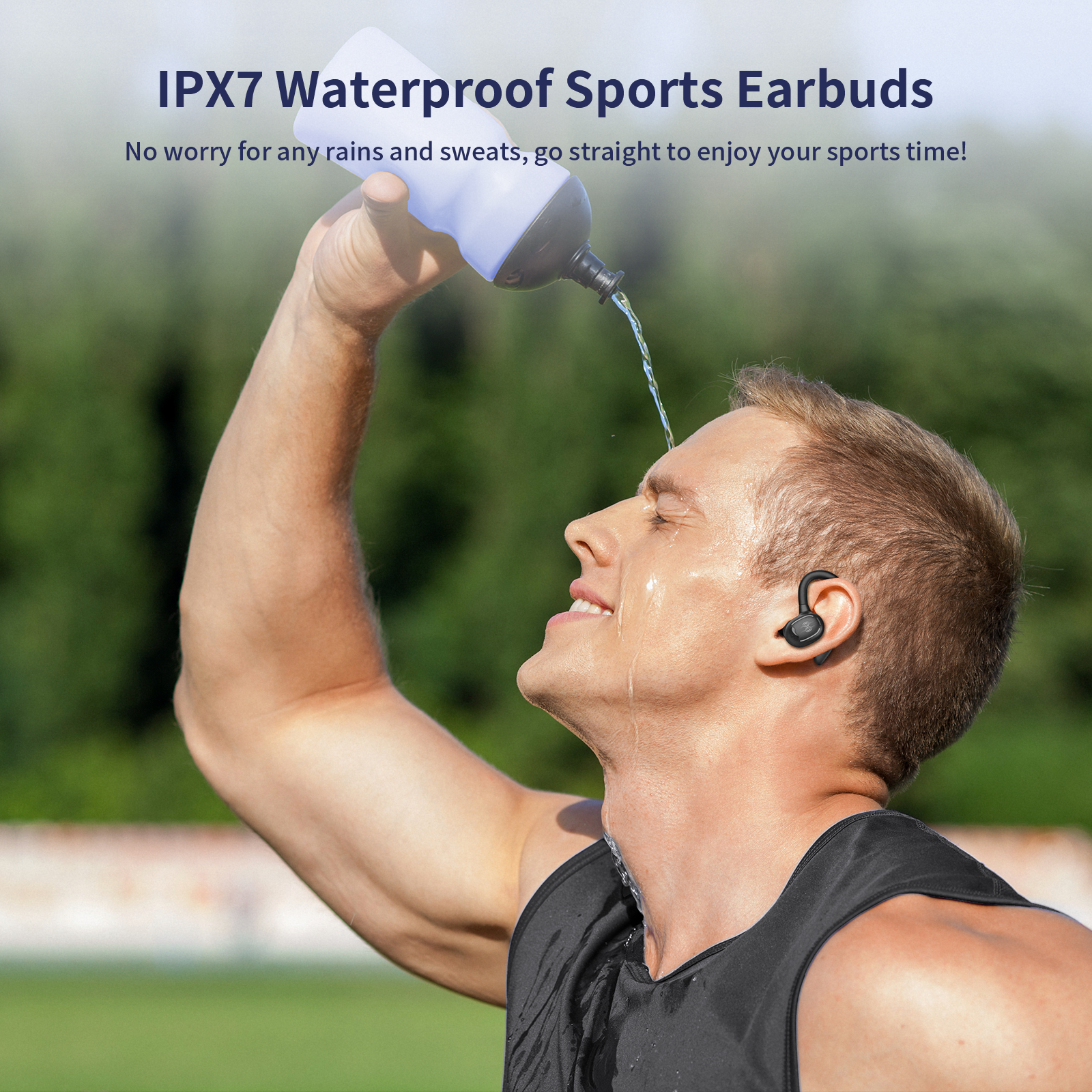 PSIER Wireless Earbuds Bluetooth Headphones 50 Hours Playtime Bluetooth 5.3 Digital LED Display Over-Ear Earphones with Earhook Sports Headphones IPX7 Waterproof